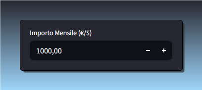 Input importo versamento mensile Input importo versamento mensile nel Simulatore PAC