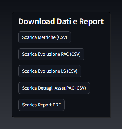 Opzione download report Opzione download report PDF nel Simulatore PAC Kriterion Quant
